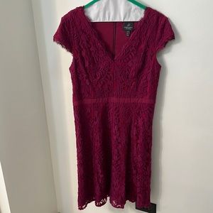 Adrianna Papell magenta knee length lace dress size 10